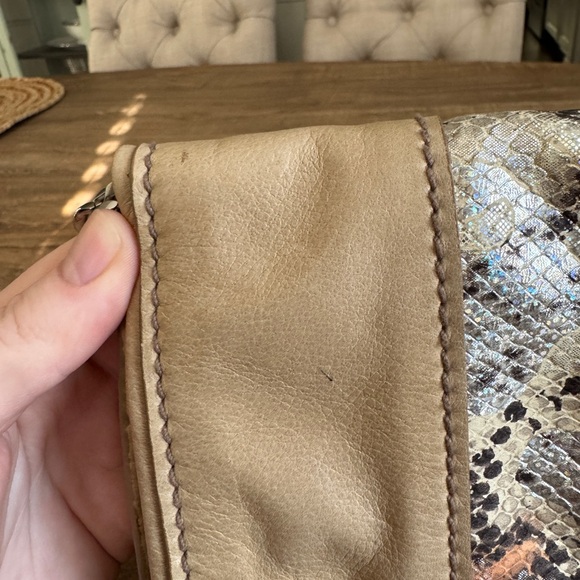 Ramy Brook Chain Leather Crossbody Bag or Clutch with Snakeskin Detailing Silver - Picture 15 of 16